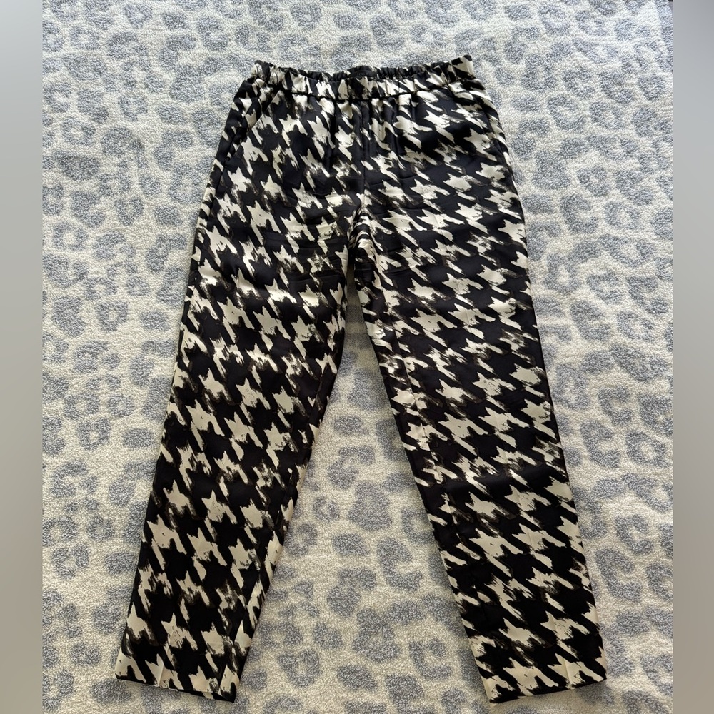 J. Crew houndstooth silky satin crop pants